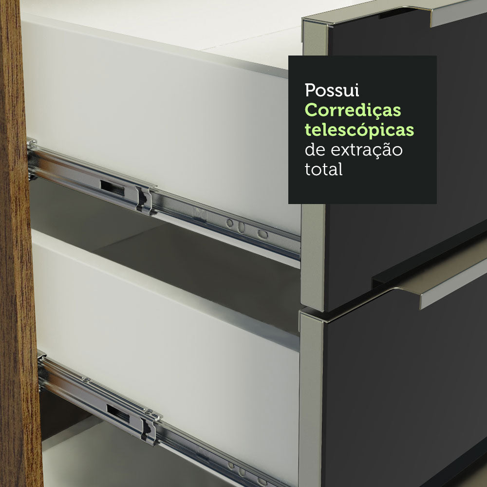 Armário de Cozinha Completa 260cm Rustic/Preto Lux Madesa 01