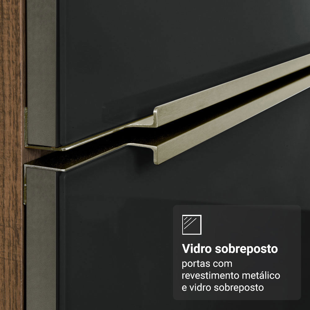 Armário de Cozinha Completa 270 cm Rustic/Preto Lux Madesa 08