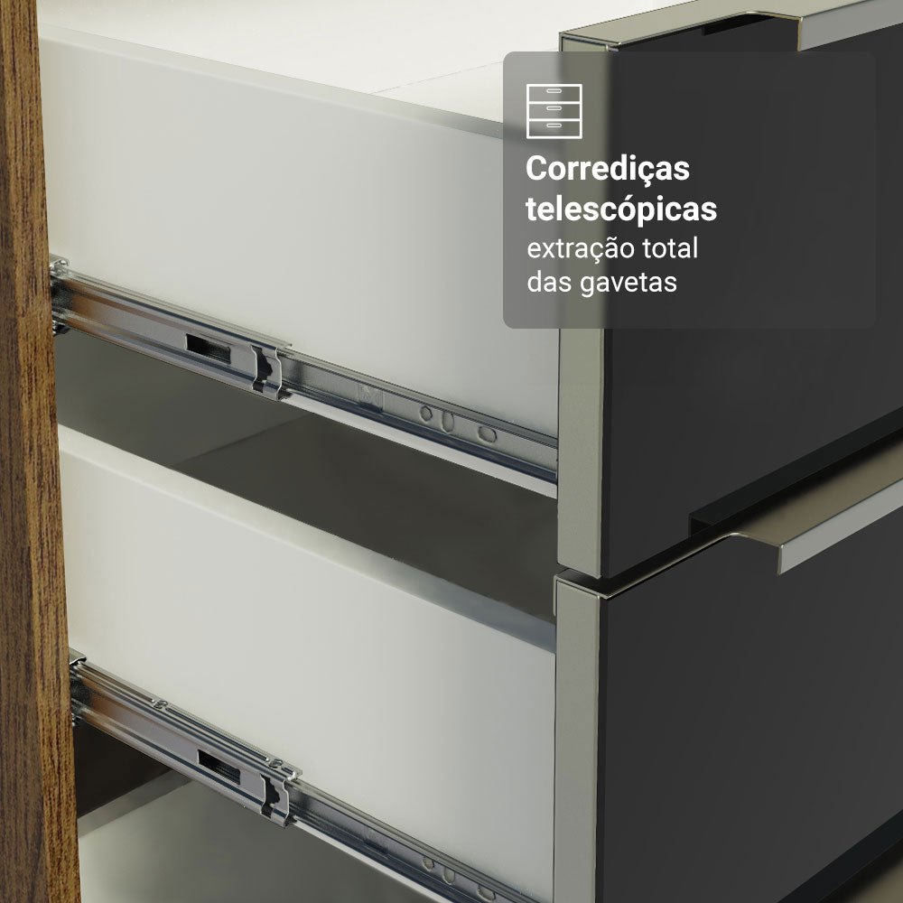 Armário de Cozinha Completa 280 cm Rustic/Preto Lux Madesa 01