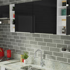 Armário de Cozinha Completa 300cm Branco/Preto Lux da Sabrina Madesa