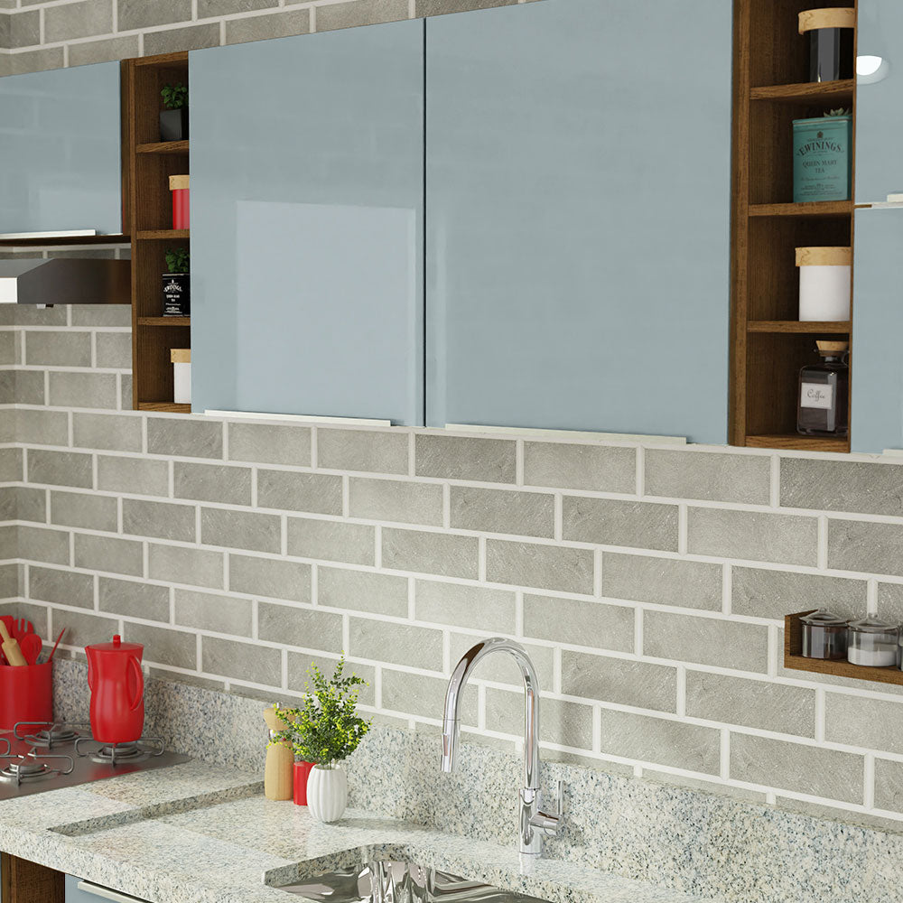 Armário de Cozinha Completa 300 x 60 cm Rustic/Cinza Lux da Sabrina Madesa