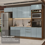 Armário de Cozinha Completa 310cm Rustic/Cinza Lux Madesa 01