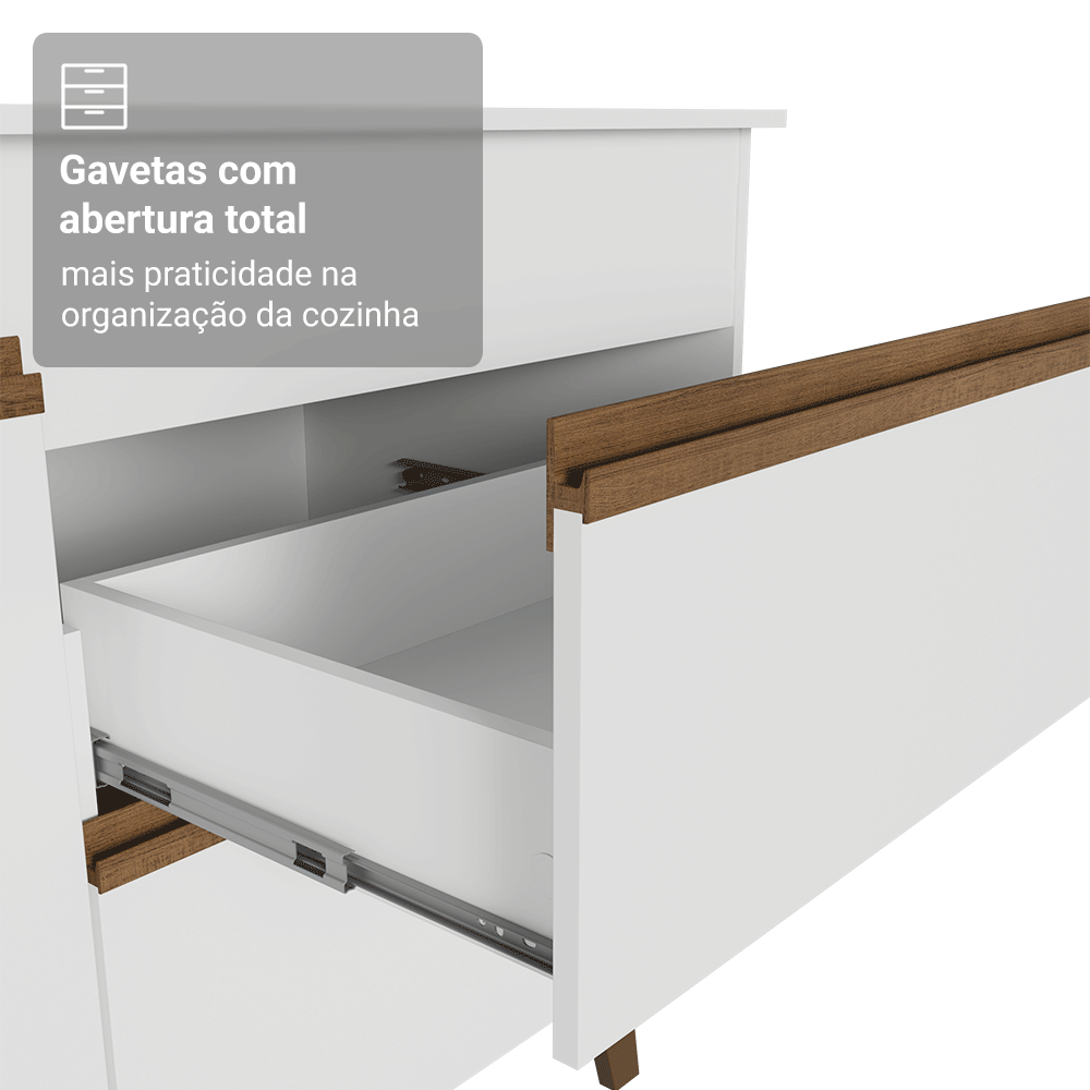 Armário de Cozinha Completa 310 cm Branco Pieta Madesa 02