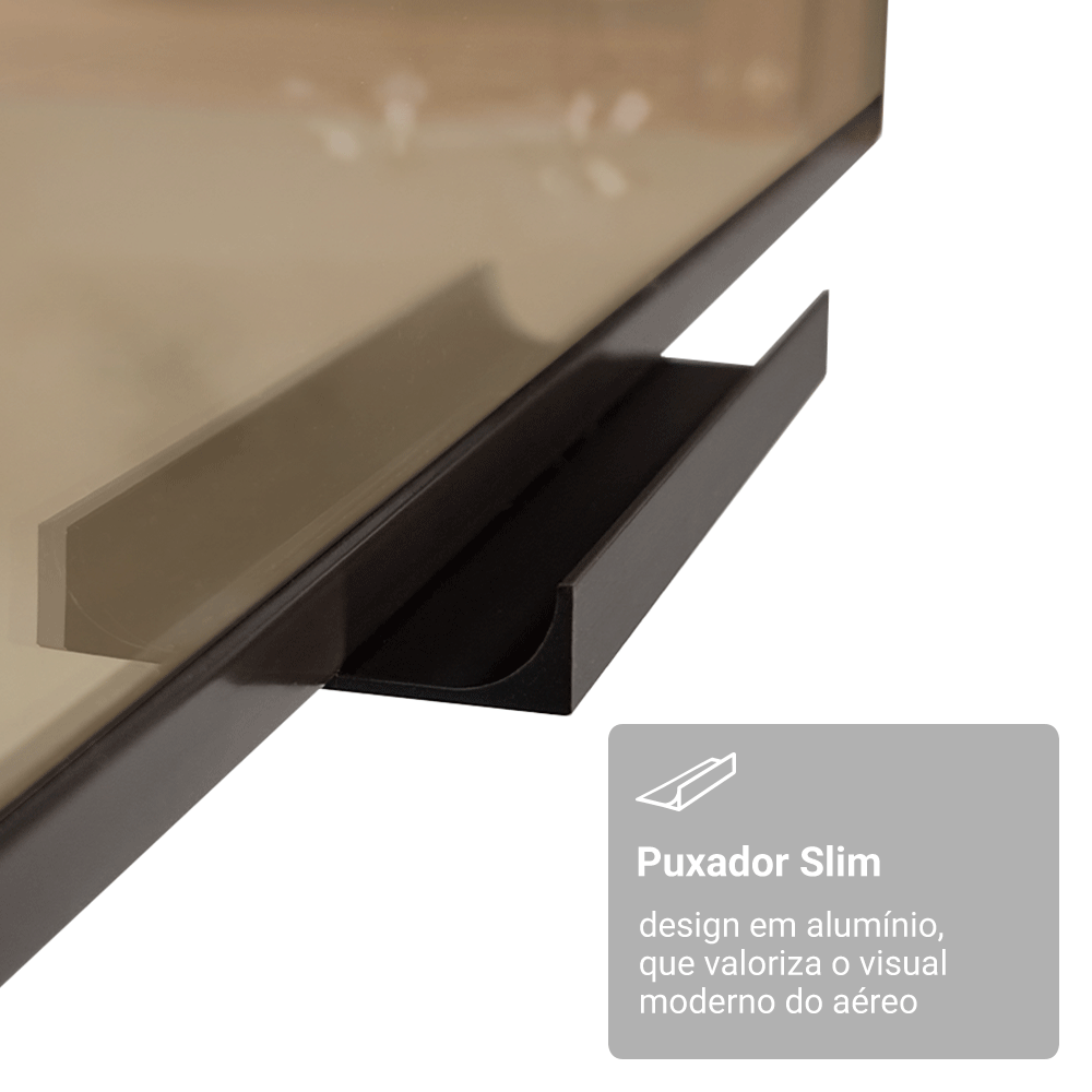 Kit 4 Armários Aéreos de Cozinha 120 cm Branco/Preto Vidro Reflecta Bronze Vinil Madesa