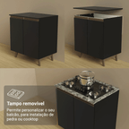 Kit com Dois Balcões de Cozinha 2 Portas 3 Gavetas (com tampo) Preto Reims Madesa