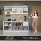 Armário de Cozinha Compacta 100% MDF 180 cm Branco Smart Madesa 01