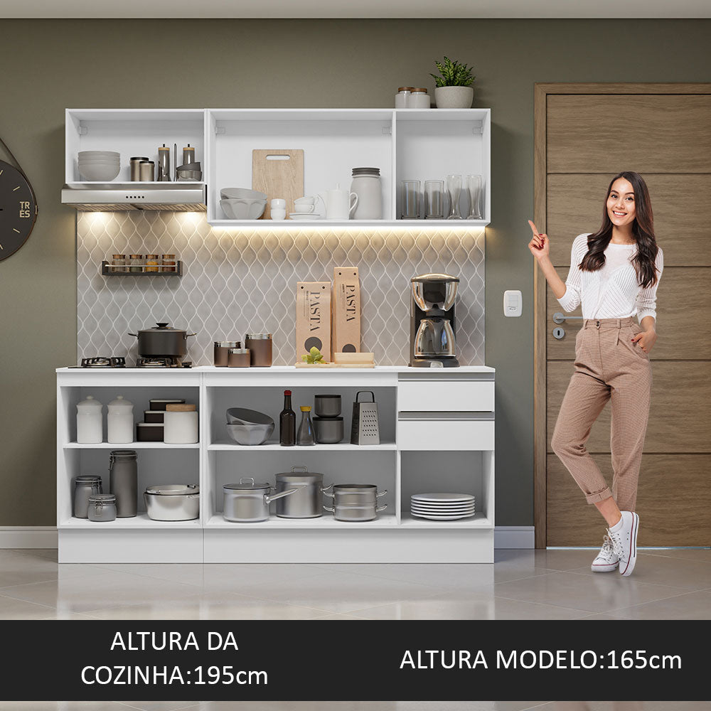Armário de Cozinha Compacta 100% MDF 180 cm Branco Smart Madesa 01