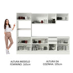 Armário de Cozinha Completa 100% MDF 250cm Branco Smart Madesa 01