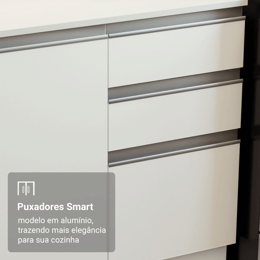 Armário de Cozinha Completa 100% MDF 310 cm Branco Smart 02