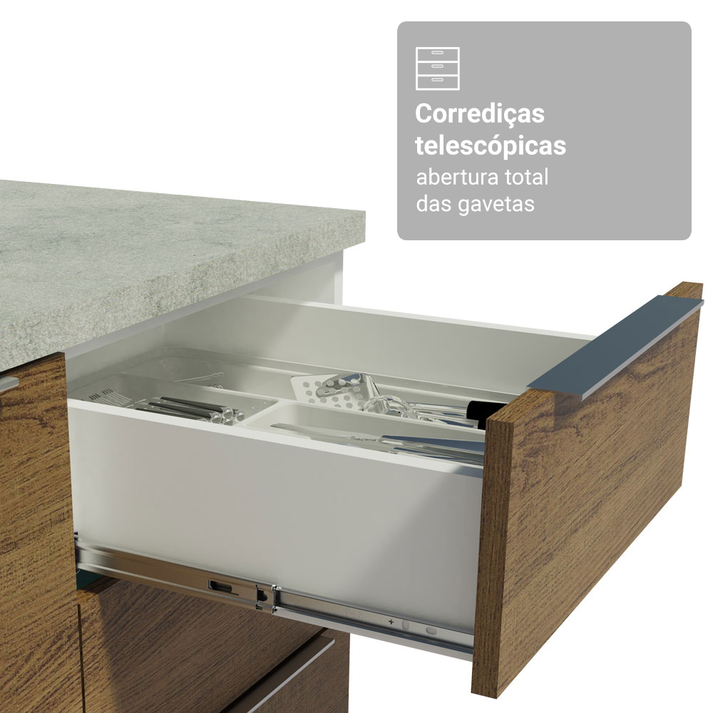 Armário de Cozinha Completa 270 cm Branco/Rustic Stella Madesa 12