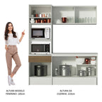 Armário de Cozinha Compacta com Balcão e Tampo Branco/Rustic Diamante Pop Madesa