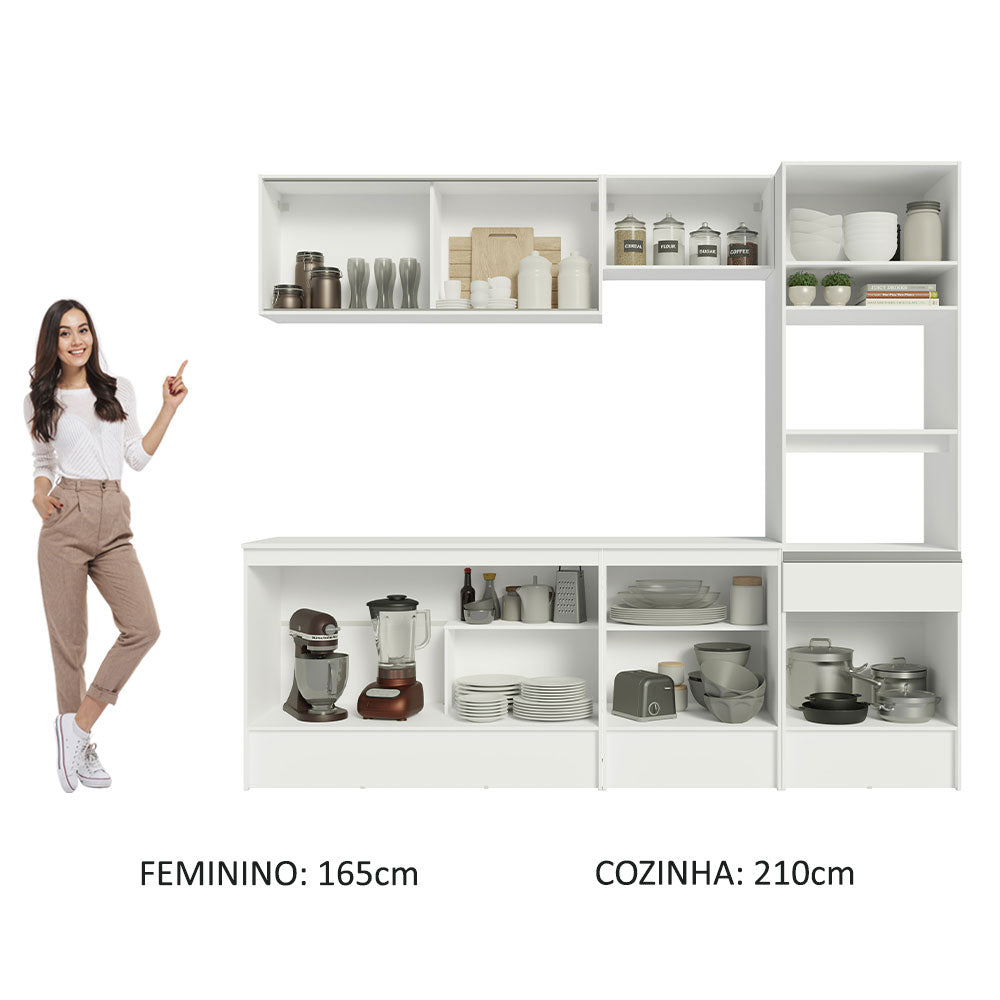 Armário de Cozinha Completa 240cm Branco Topazio Madesa 05