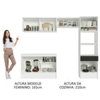 Armário de Cozinha Completa 260cm Branco/Preto Topazio Madesa 01