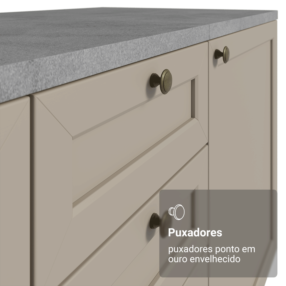 Armário de Cozinha Compacta 180 cm Branco/Crema Vik Madesa 03