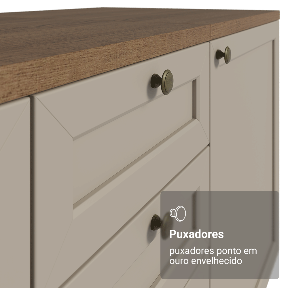 Armário de Cozinha Compacta 180 cm Rustic/Crema Vik Madesa 04