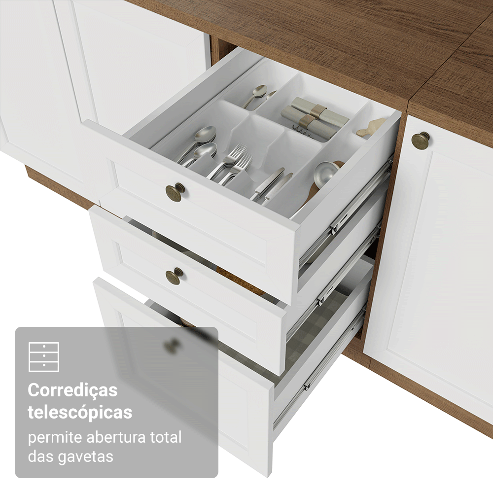 Armário de Cozinha Completa 270 cm Rustic/Branco Vik Madesa 07