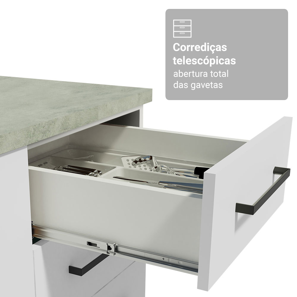 Conjunto Gabinete para Banheiro 120cm 3 Portas 3 Gavetas Branco Agata Madesa 01