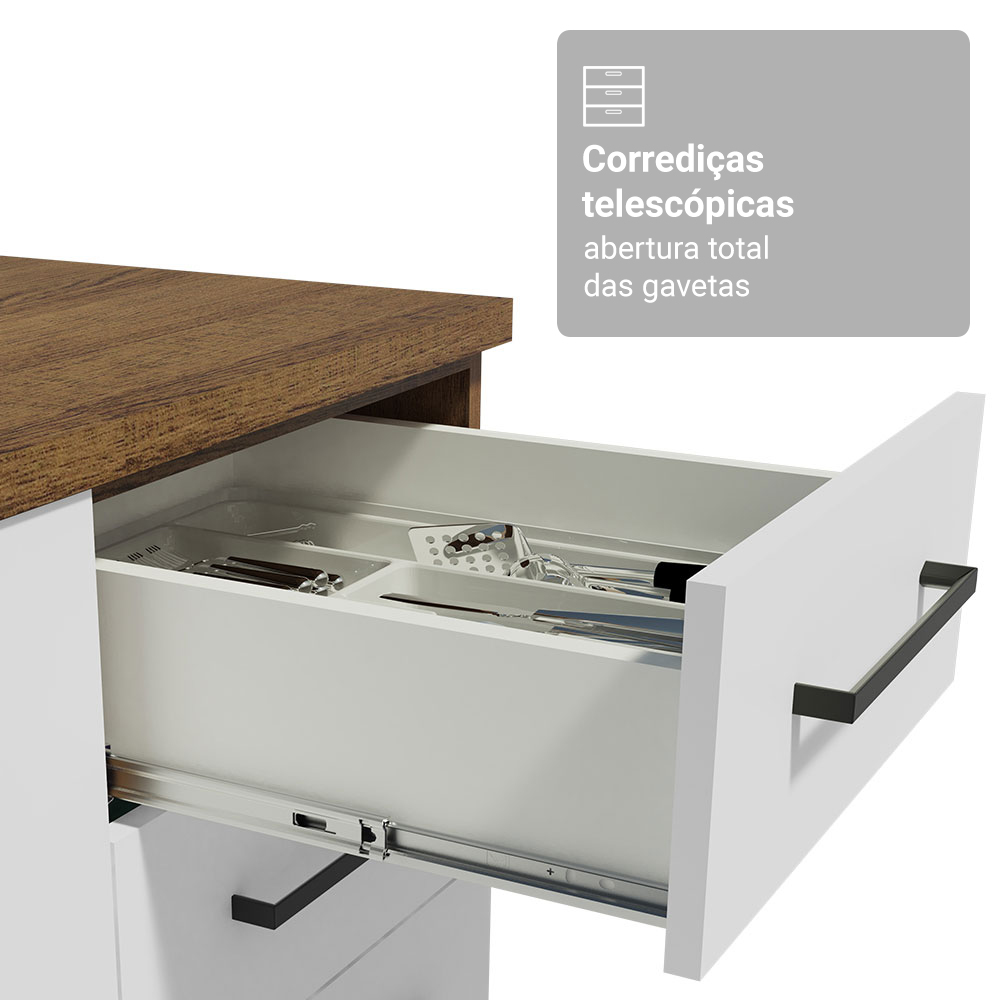 Conjunto Gabinete para Banheiro 120cm 3 Portas 3 Gavetas Rustic/Branco Agata Madesa 01
