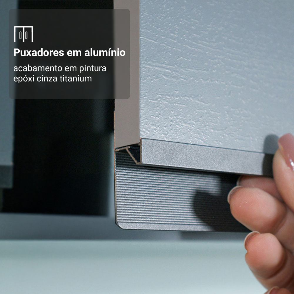 Gabinete Suspenso para Banheiro 100cm 1 Porta 3 Gavetas Cinza Nice Madesa 03