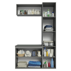 Conjunto Gabinete Suspenso para Banheiro 120cm 5 Portas Cinza Nice Madesa 02