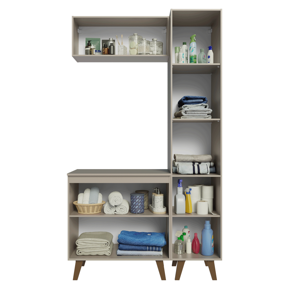 Conjunto Gabinete para Banheiro 120cm 5 Portas Crema Nice Madesa 03