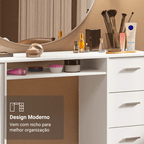 Escrivaninha Penteadeira 136cm 1 Porta 3 Gavetas Branco Madesa