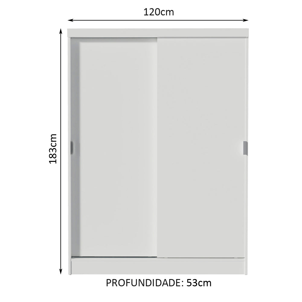 Quarto Completo com Guarda-Roupa Luke e Cabeceira com 2 Mesas de Cabeceira Madesa Branco