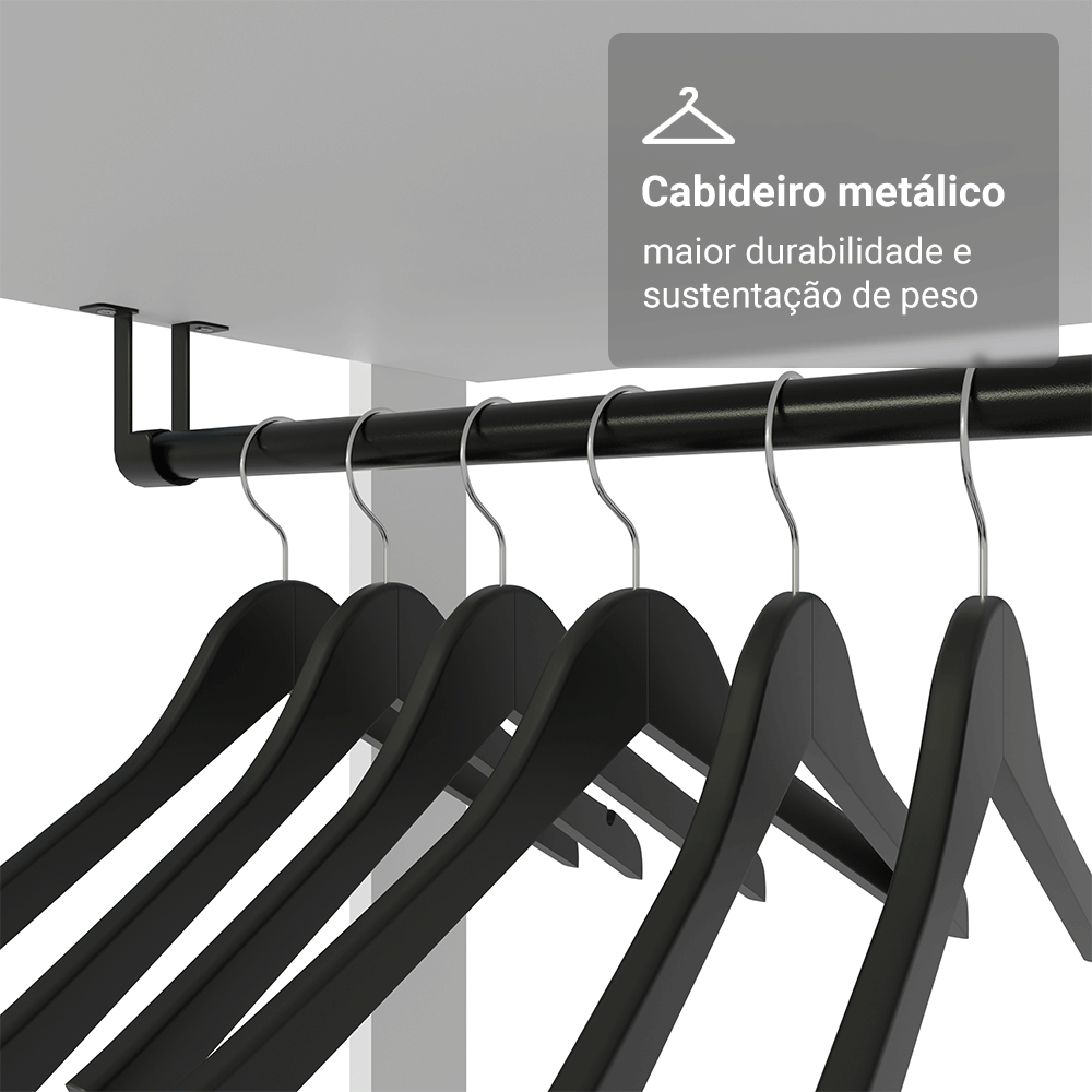 Guarda-Roupa Closet Modulado 2 Gavetas 129 cm Branco Valencia Madesa