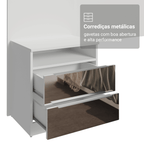 Cabeceira Extensível Estofada com 2 Mesas de Cabeceira Espelhadas Branco/Imperial Madesa