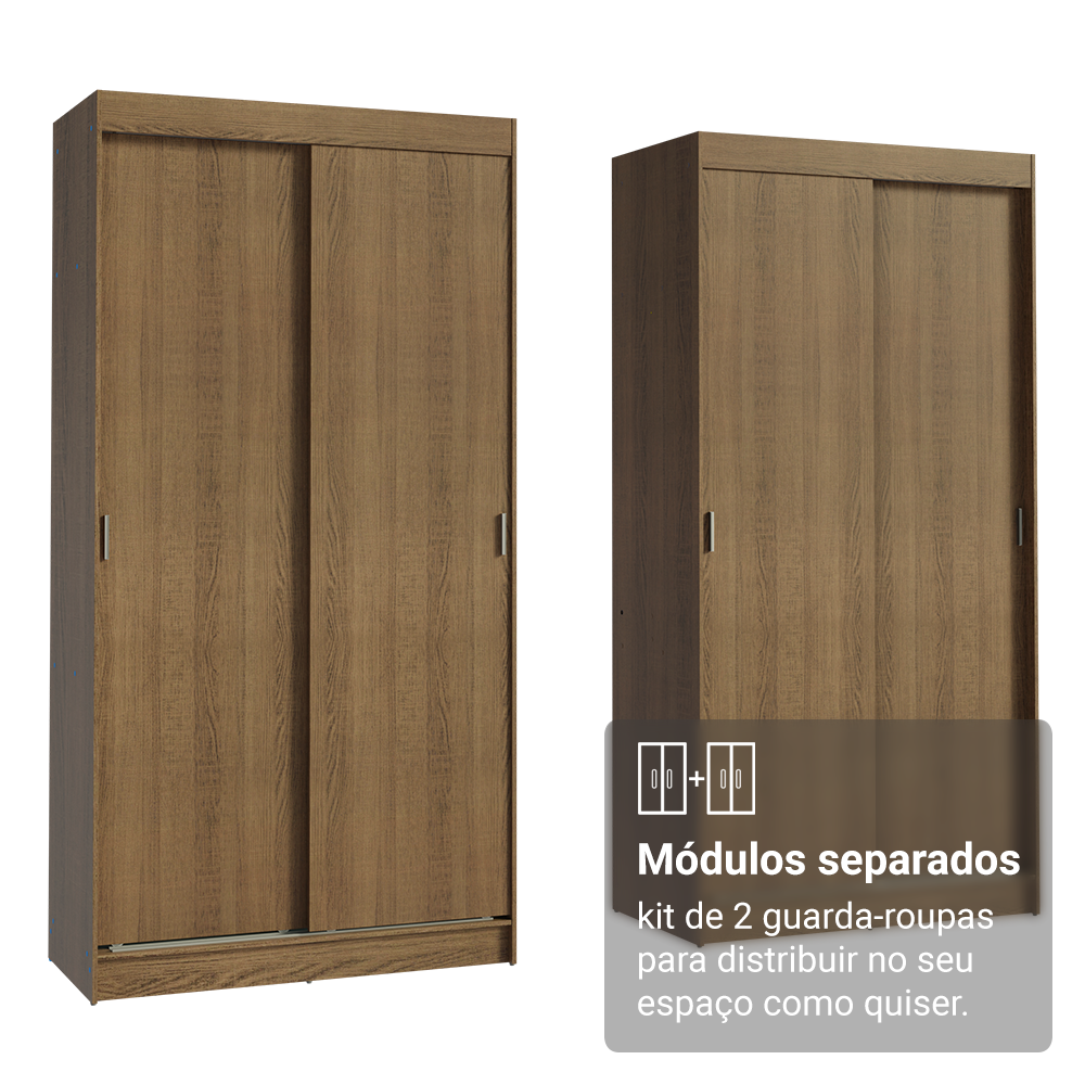 Conjunto 2 Guarda-Roupas 4 Portas de Correr Rustic Tokio Madesa