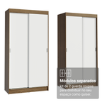 Conjunto 2 Guarda-Roupas 4 Portas de Correr Rustic/Branco Tokio Madesa