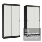 Conjunto 2 Guarda-Roupas 4 Portas de Correr Preto/Branco Tokio Madesa
