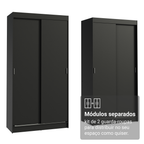 Conjunto 2 Guarda-Roupas 4 Portas de Correr Preto Tokio Madesa