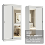 Conjunto 2 Guarda-Roupas 4 Portas de Correr com 2 Espelhos Branco Tokio Madesa