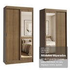 Conjunto 2 Guarda-Roupas 4 Portas de Correr com 2 Espelhos Rustic Tokio Madesa