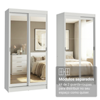 Conjunto 2 Guarda-Roupas 4 Portas de Correr com 4 Espelhos Branco Tokio Madesa
