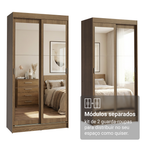 Conjunto 2 Guarda-Roupas 4 Portas de Correr com 4 Espelhos Rustic Tokio Madesa