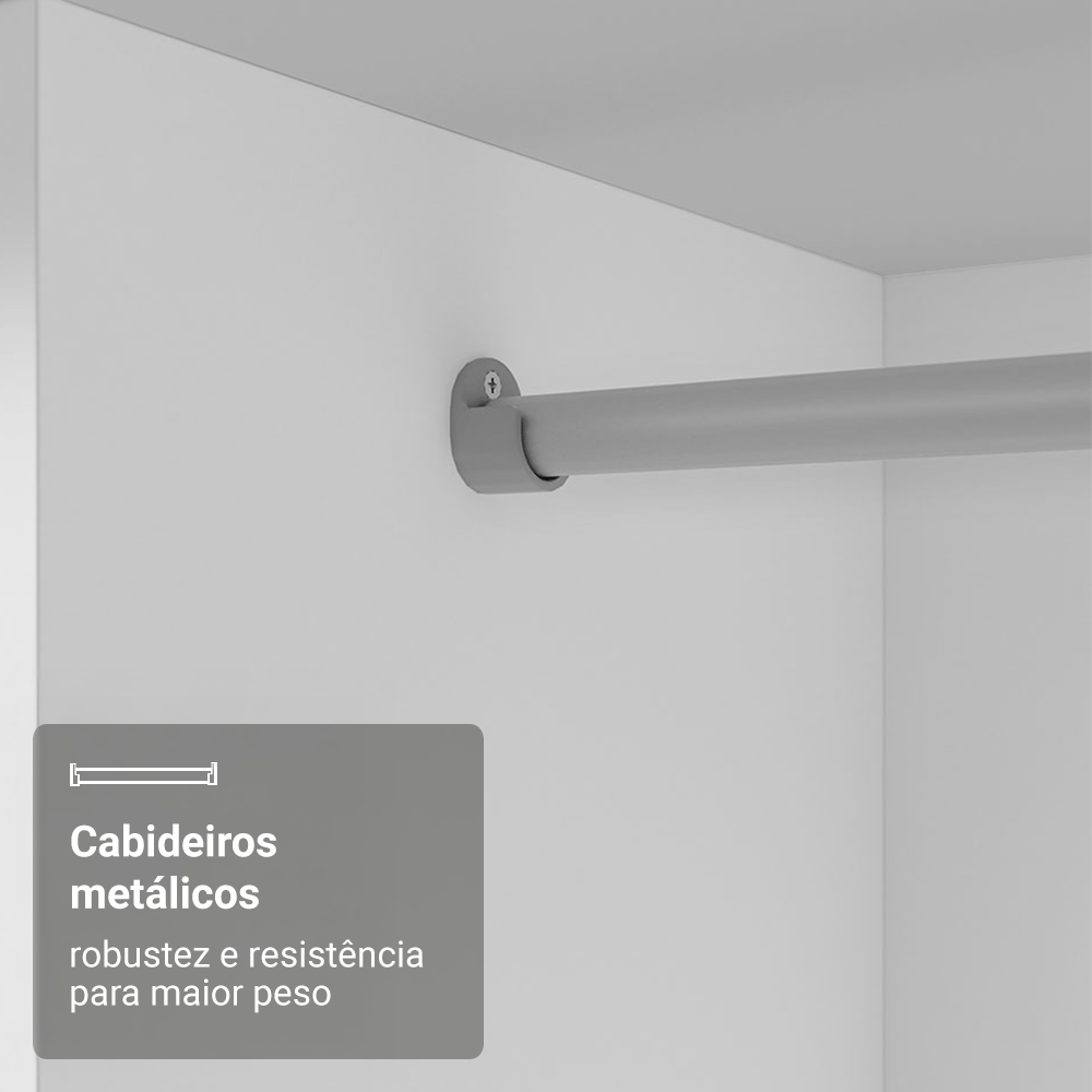 Conjunto Quarto Solteiro com Guarda-Roupa 2 Portas e Cômoda Branco Madesa
