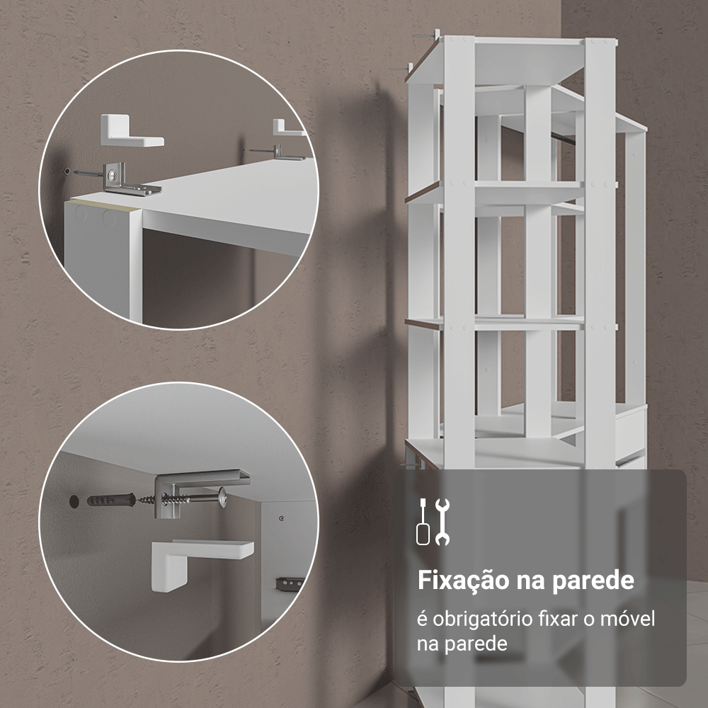Guarda-Roupa Closet Modulado 6 Gavetas 210 cm Branco Valencia Madesa