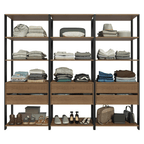 Guarda-Roupa Closet Modulado 6 Gavetas 12 Prateleiras 210cm Rustic/Preto Valencia Madesa