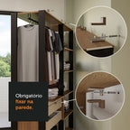 Guarda-Roupa Closet Modulado 4 Gavetas 258 cm Rustic/Preto Valencia Madesa 03