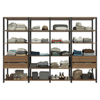 Guarda-Roupa Closet Modulado 4 Gavetas 18 Prateleiras 258cm Rustic/Preto Valencia Madesa