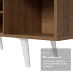 Rack para TV até 80 Polegadas 160cm Rustic Pés Brancos Torino Madesa