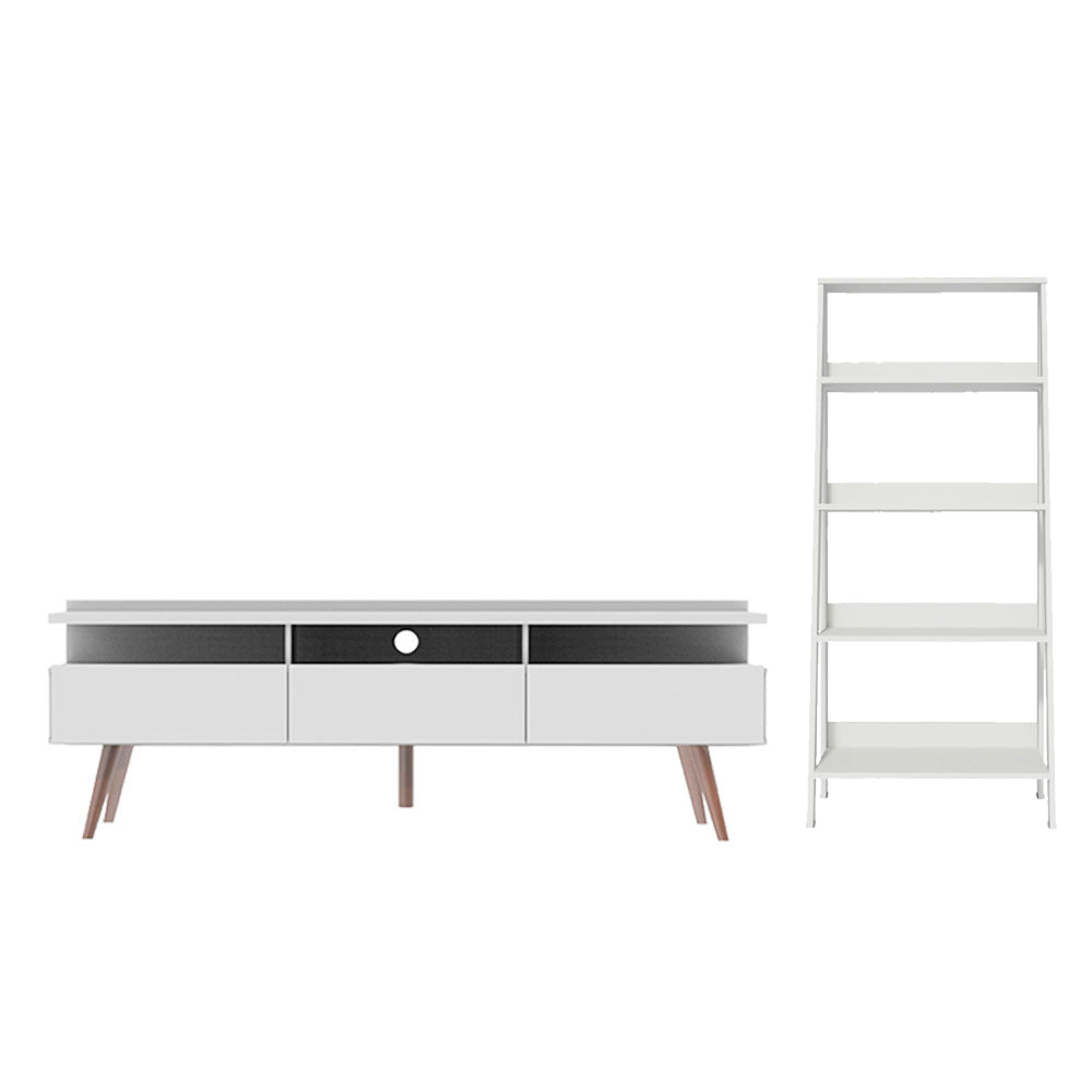 Rack para TV até 65 Polegadas Madesa Londres e Estante Escada Branco