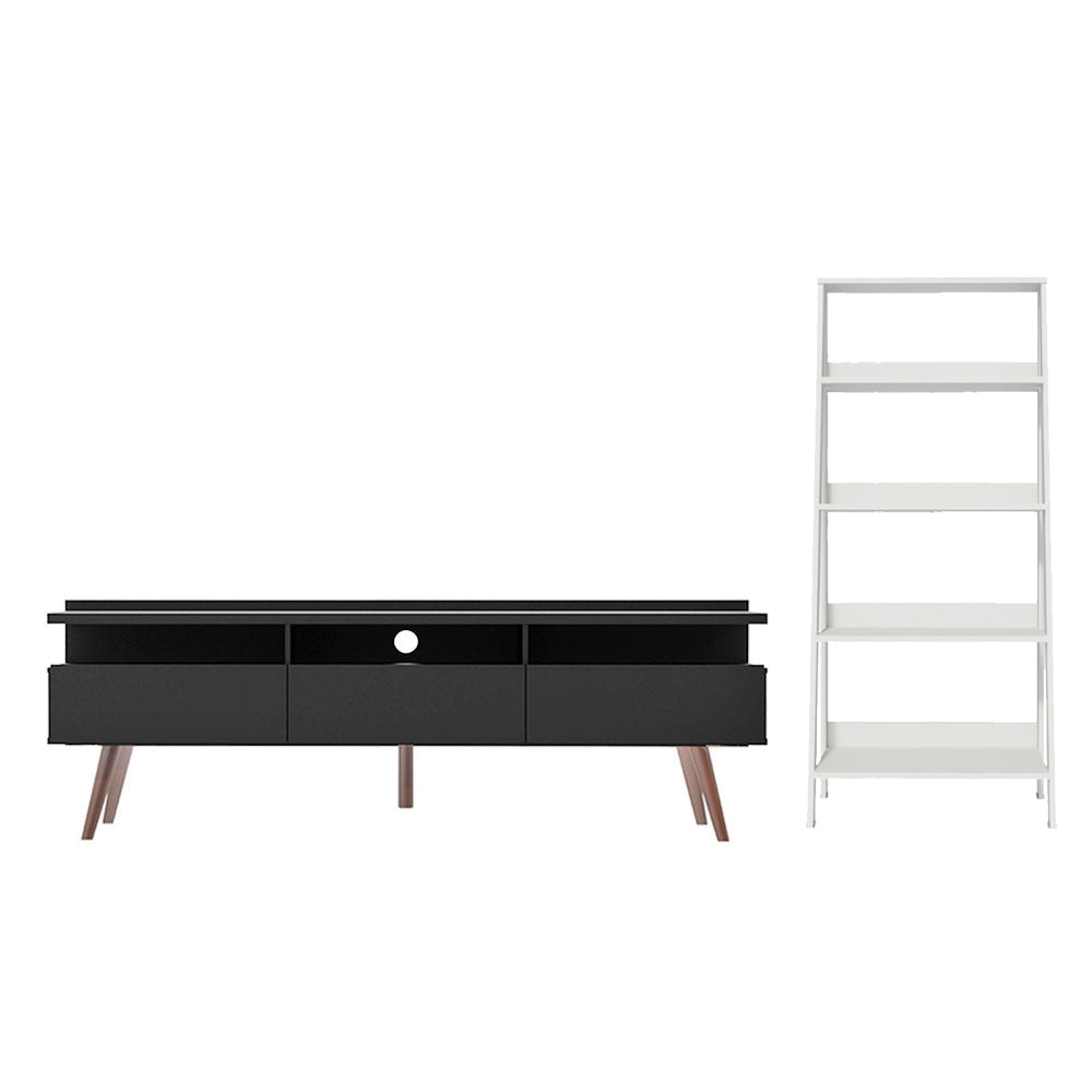 Rack para TV até 65 Polegadas Madesa Londres e Estante Escada Preto/Branco