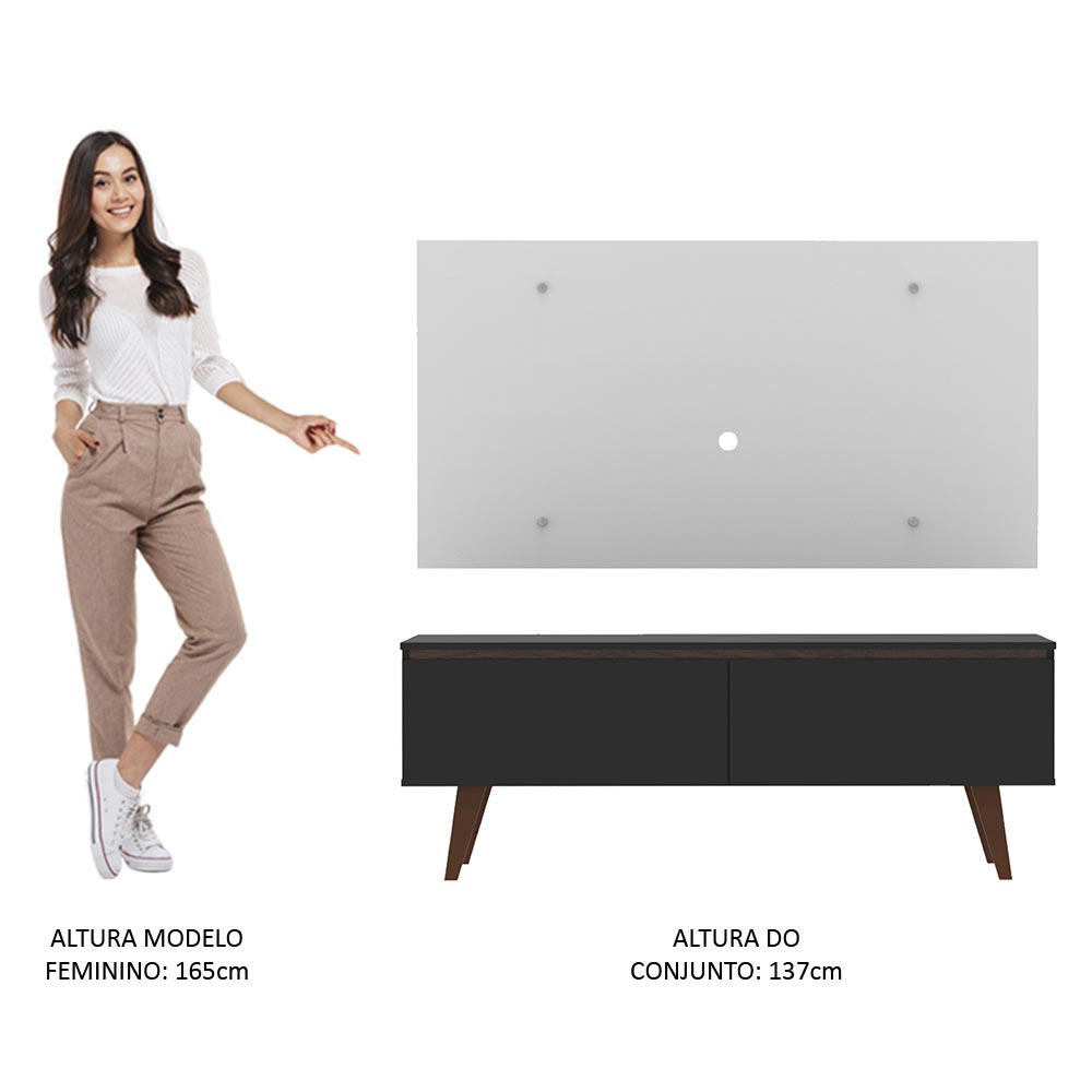 Rack Madesa Le Mans e Painel para TV até 55 Polegadas 2 Portas Preto/Branco