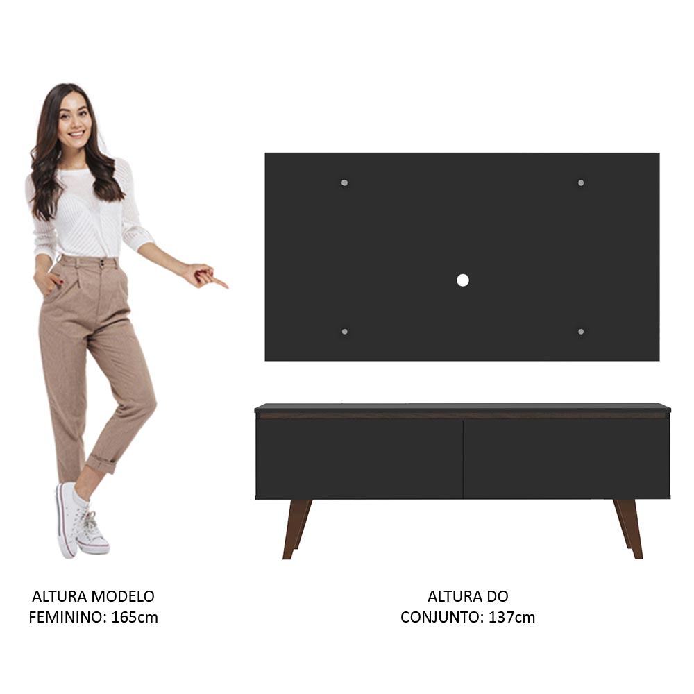 Rack Madesa Le Mans e Painel para TV até 55 Polegadas 2 Portas Preto