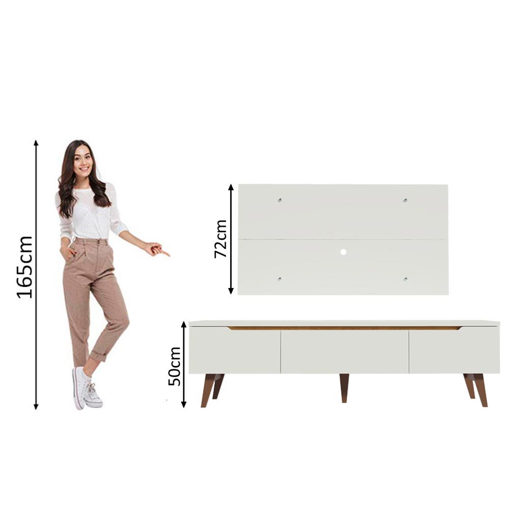 Rack Madesa Reims e Painel para TV até 55 Polegadas 2 Portas e 1 Gaveta Branco