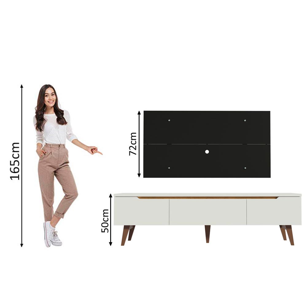 Rack Madesa Reims e Painel para TV até 55 Polegadas 2 Portas e 1 Gaveta Branco/Preto