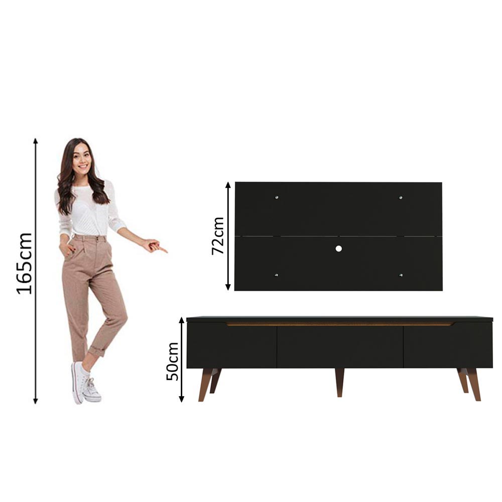 Rack Madesa Reims e Painel para TV até 55 Polegadas 2 Portas e 1 Gaveta Preto